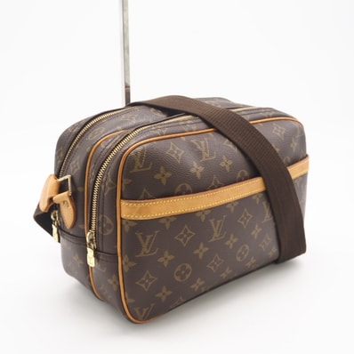 LOUIS VUITTON ルイ・ヴィトン モノグラム リポーターPM M45254 ショルダーバッグ ブラウン コーティングキャンバス レザー メンズ