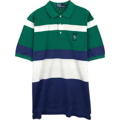古着 ラルフローレン Ralph Lauren POLO by Ralph Lauren マルチボーダー 半袖 ボーダー ポロシャツ メンズL相当/eaa653615