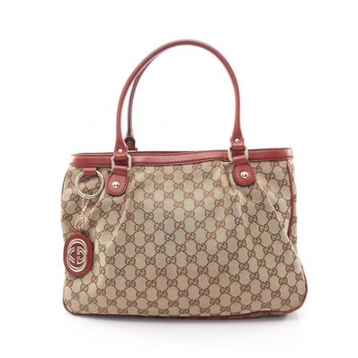 グッチ GUCCI スーキー トートバッグ バッグ キャンバス レザー レディース ベージュ系 / ブラウン系 / ボルドー系 296835 【中古】