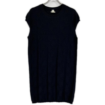 エルメス ブラック カシミヤ×シルク ノースリーブ ニットワンピース 42