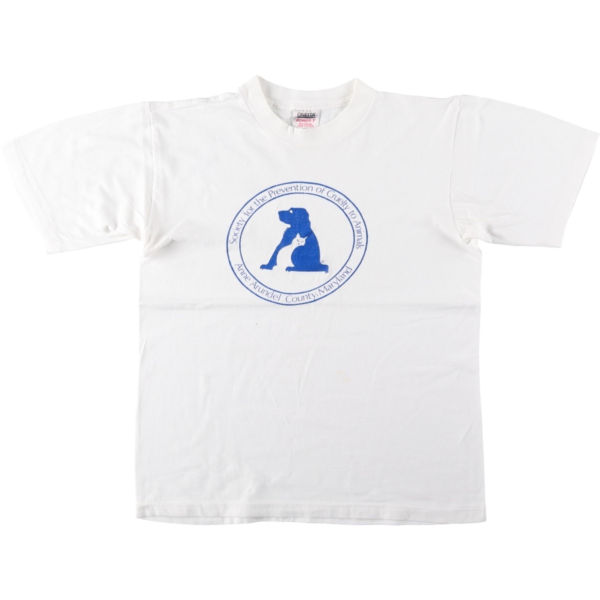 古着 90年代 オニータ ONEITA POWER-T SPCA アンアランデル郡動物虐待防止協会 プリントTシャツ メンズL相当 ヴィンテージ/eaa661554
