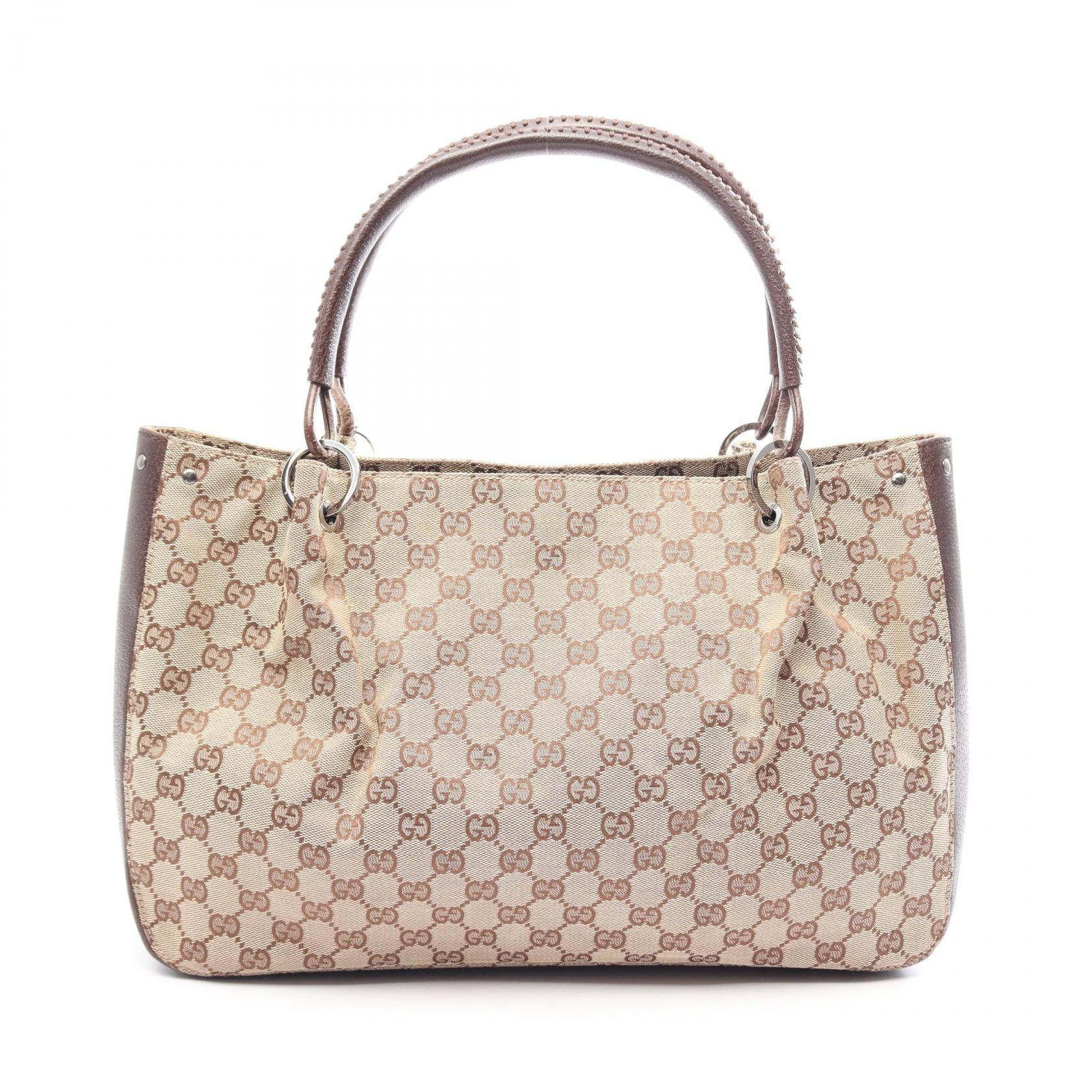 グッチ GUCCI GGキャンバス トートバッグ バッグ キャンバス レザー レディース ベージュ系 / ブラウン系 115015 【中古】