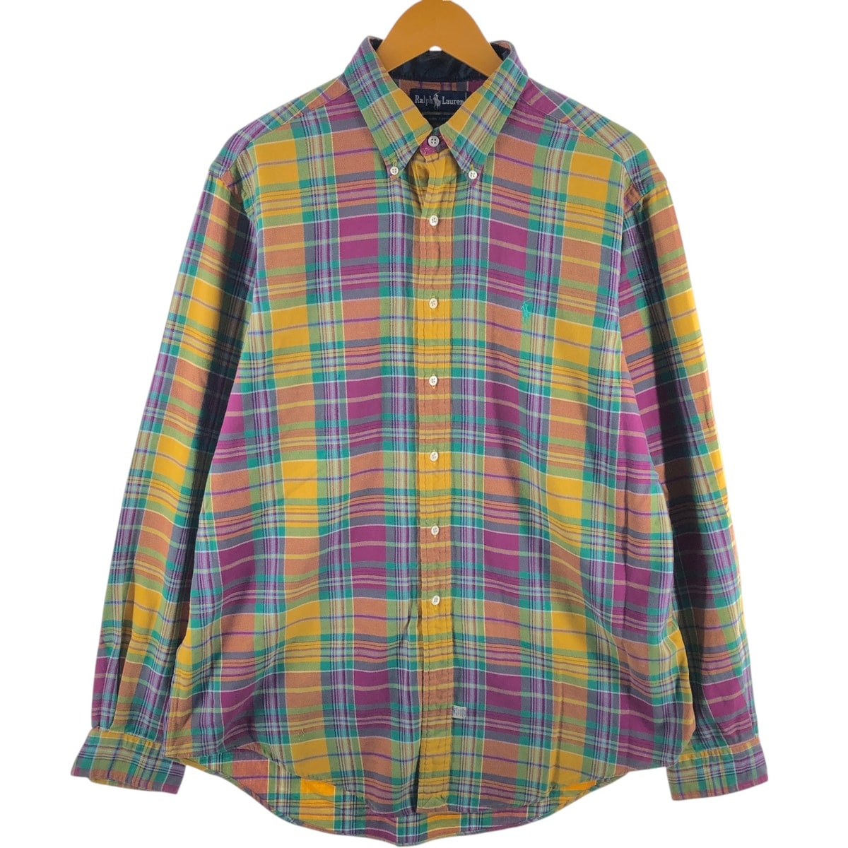 古着 ラルフローレン Ralph Lauren マドラスチェック 長袖 ボタンダウンチェックシャツ メンズXL相当/eaa521802