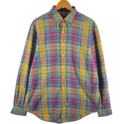 古着 ラルフローレン Ralph Lauren マドラスチェック 長袖 ボタンダウンチェックシャツ メンズXL相当/eaa521802