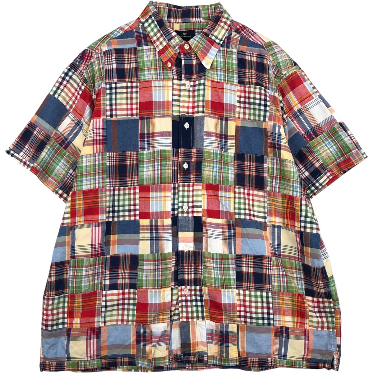 古着 ブルックスブラザーズ Brooks Brothers 346 パッチワーク 半袖 ボタンダウン チェックシャツ ボックスシャツ メンズXL相当/eaa643823