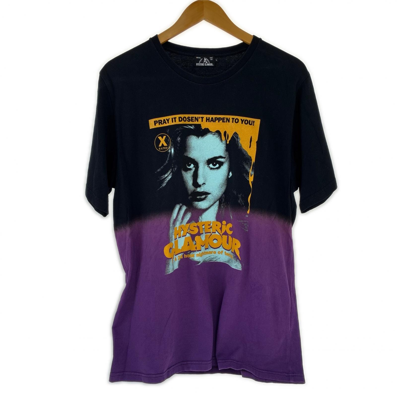 Hysteric Glamour ヒステリックグラマー Tシャツ SIZE L 古着 02161CT31 ブラック×パープル