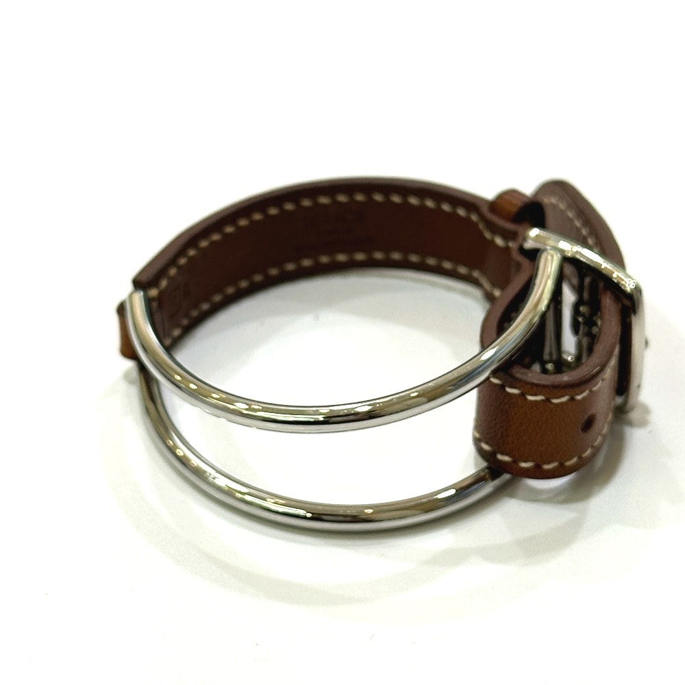 エルメス HERMES ベルト 切り替え ブレスレット メタル □R刻刻 ブラウン