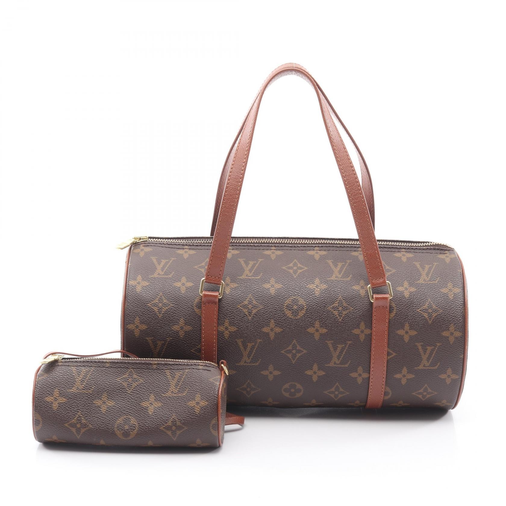 ルイ・ヴィトン LOUIS VUITTON パピヨン30 旧型 ハンドバッグ バッグ PVCコーティングキャンバス レザー モノグラム レディース ブラウン系 M51365 【中古】