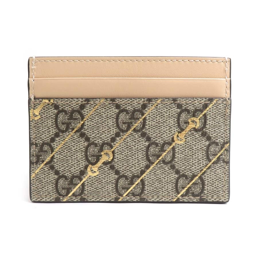 グッチ GUCCI カードケース GGスプリームキャンバス/レザー ベージュ/ブラウン/ゴールド レディース 774344【中古】 e61425i