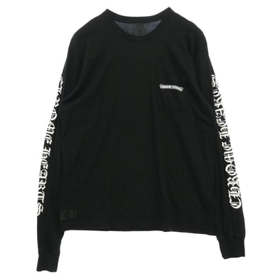 CHROME HEARTS クロムハーツ(原本無) CH L/S T-SHIRT バック スクロールロゴ アームCHロゴ プリント 長袖 Tシャツ ロンT ブラック ブラック系 XL【中古】