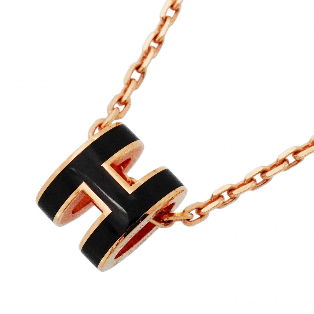 【6jdb0038-k】エルメス ネックレス ミニポップアッシュ GPメッキ ブラック ピンクゴールド【中古】レディース