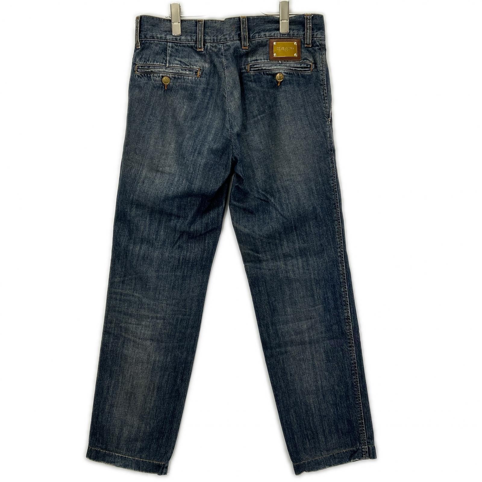 DOLCE&GABBANA ドルチェアンドガッバーナ G3EDCD G8388 インディゴ デニム タックプレート ストレートデニムパンツ 44 B (目立った傷や汚れなし)】ドルチェアンドガッバーナ G3EDCD G8388