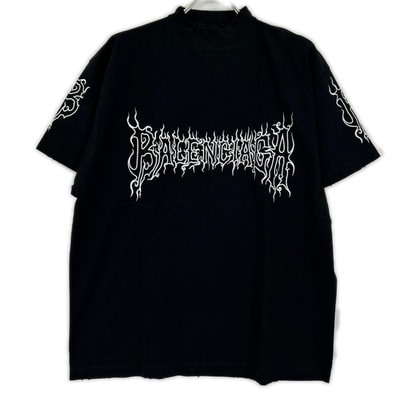 バレンシアガ 23年 739028 ブラック ダークウェーブコットンTシャツ L