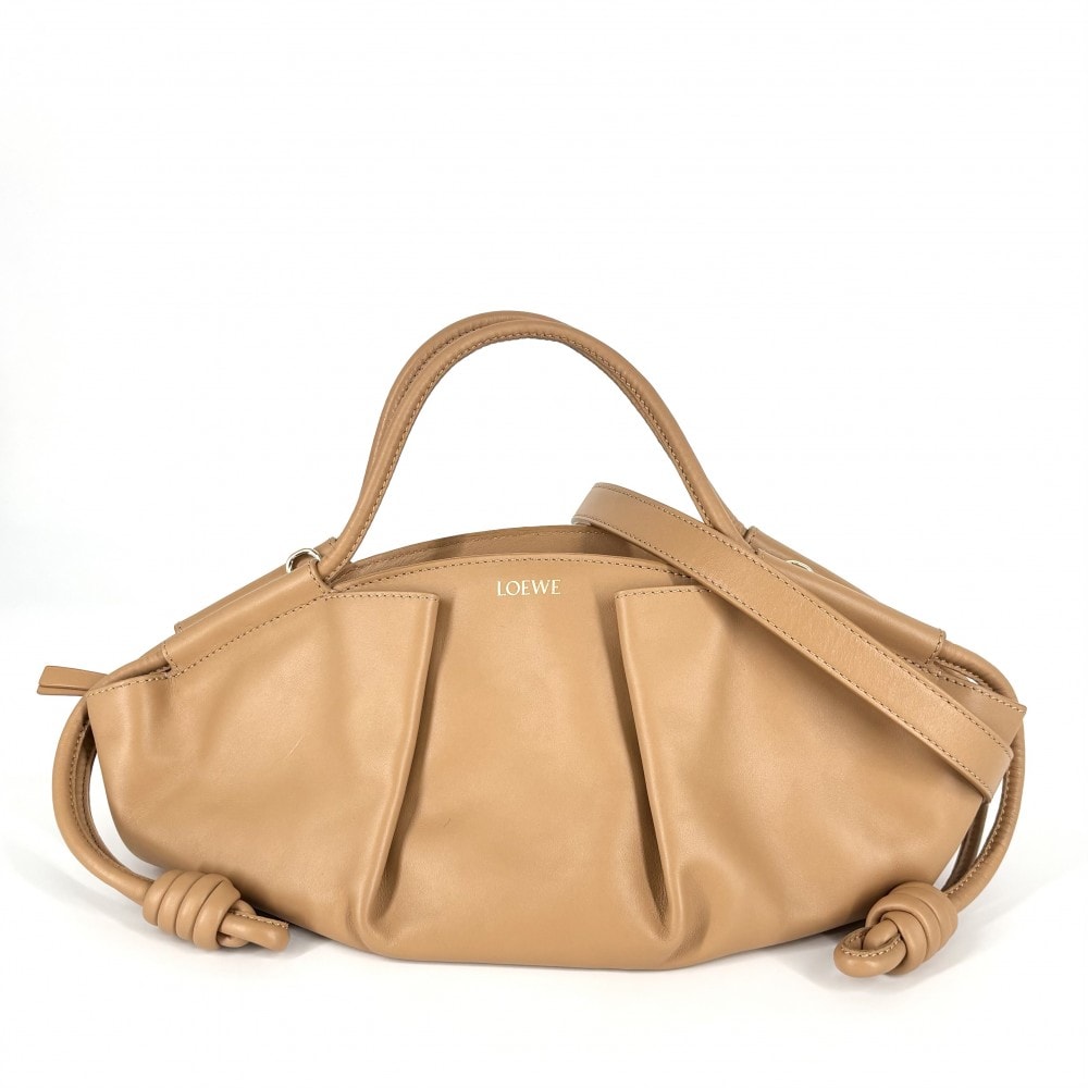 LOEWE ロエベ 2WAY パセオ スモール ハンドバッグ ショルダーバッグ 肩掛け 斜め掛け A709P48X02 レザー    ベージュ ゴールド金具 レディース 美品【中古品】