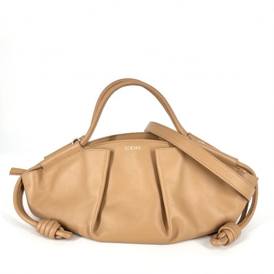 LOEWE ロエベ 2WAY パセオ スモール ハンドバッグ ショルダーバッグ 肩掛け 斜め掛け A709P48X02 レザー ベージュ ゴールド金具 レディース 美品【中古品】