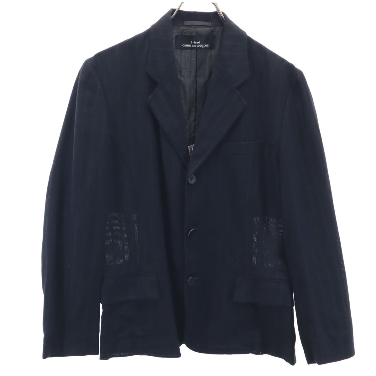 tricot COMME des GARCONS トリコットコムデギャルソン 80s 1989年 ヴィンテージ 日本製 ストライプ柄 テーラードジャケット ブラック