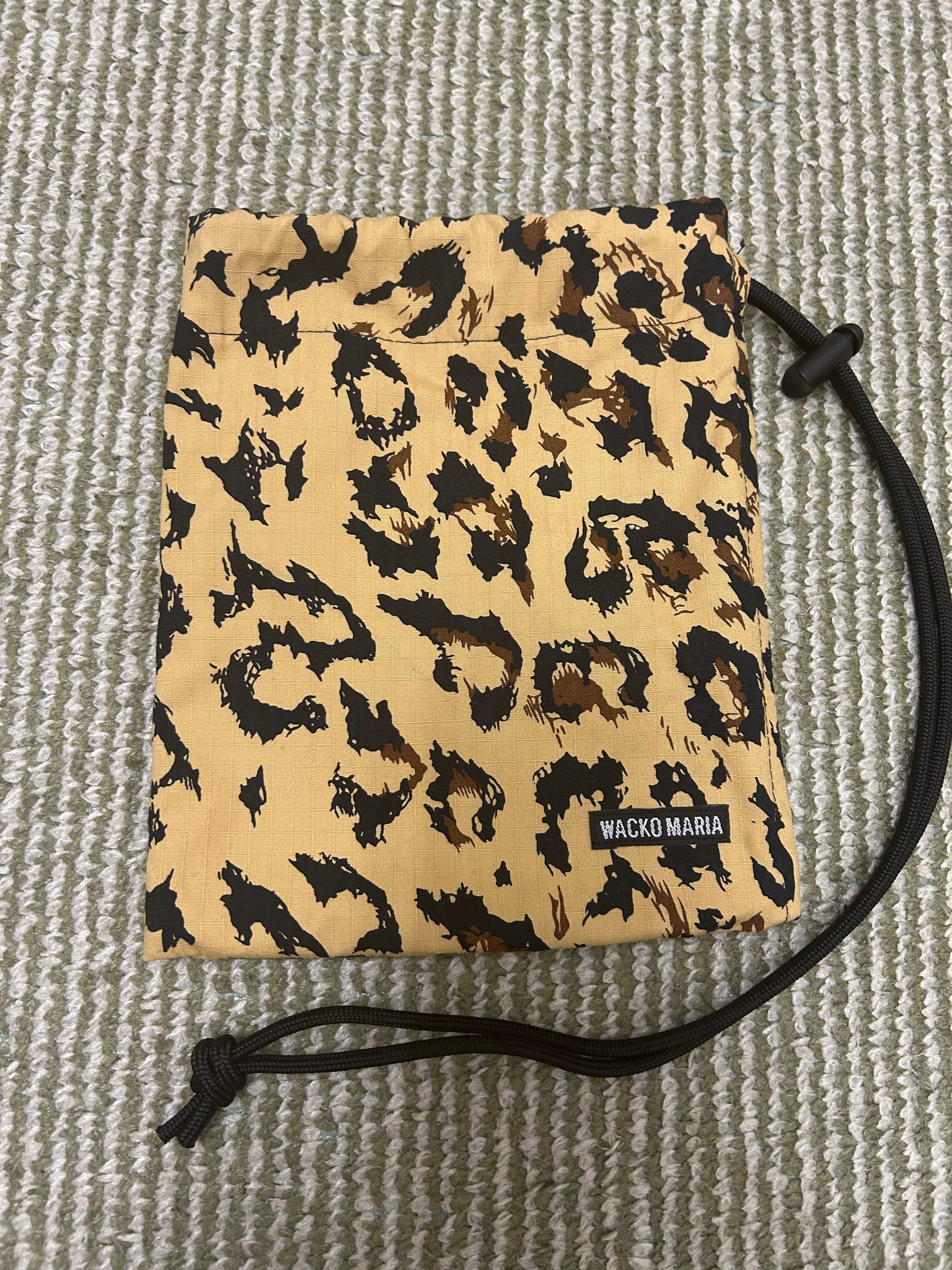 WACKO MARIA Leopard Drawstring Bag "Beige"