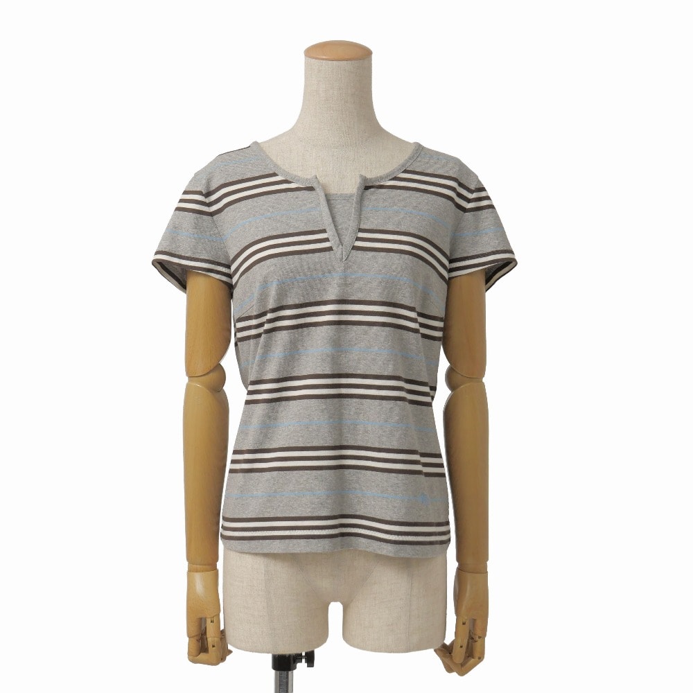BURBERRY バーバリー 半袖Tシャツ サイズ2 ボーダー ホースロゴ キーネック ブランド古着【中古】20261019/RB1337