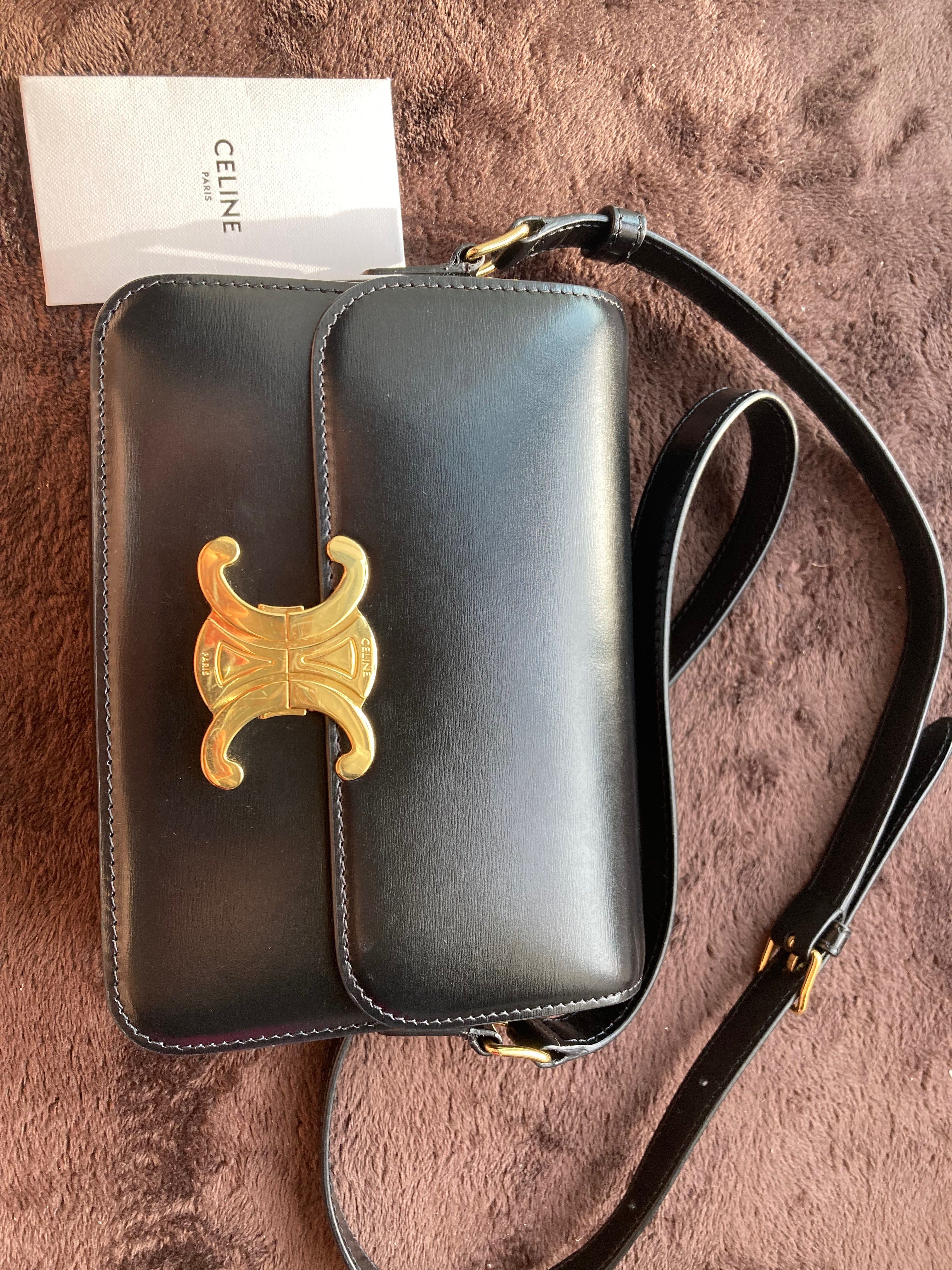 CELINE Teen Triomphe Shoulder Bag "Black"