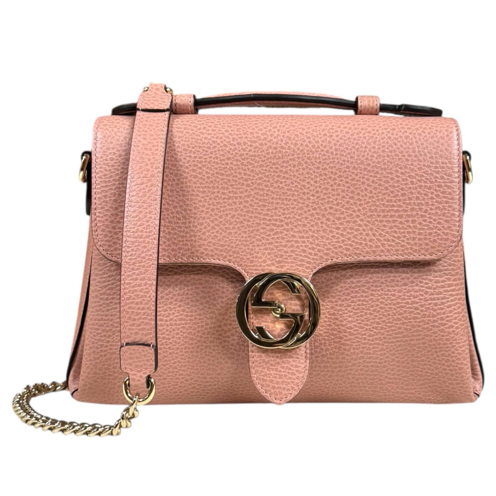 グッチ インターロッキングG ショルダーバッグ レザー 510302 ピンク レディース GUCCI  中古
