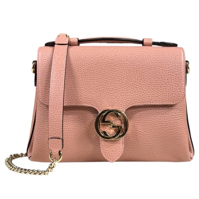 グッチ インターロッキングG ショルダーバッグ レザー 510302 ピンク レディース GUCCI 中古
