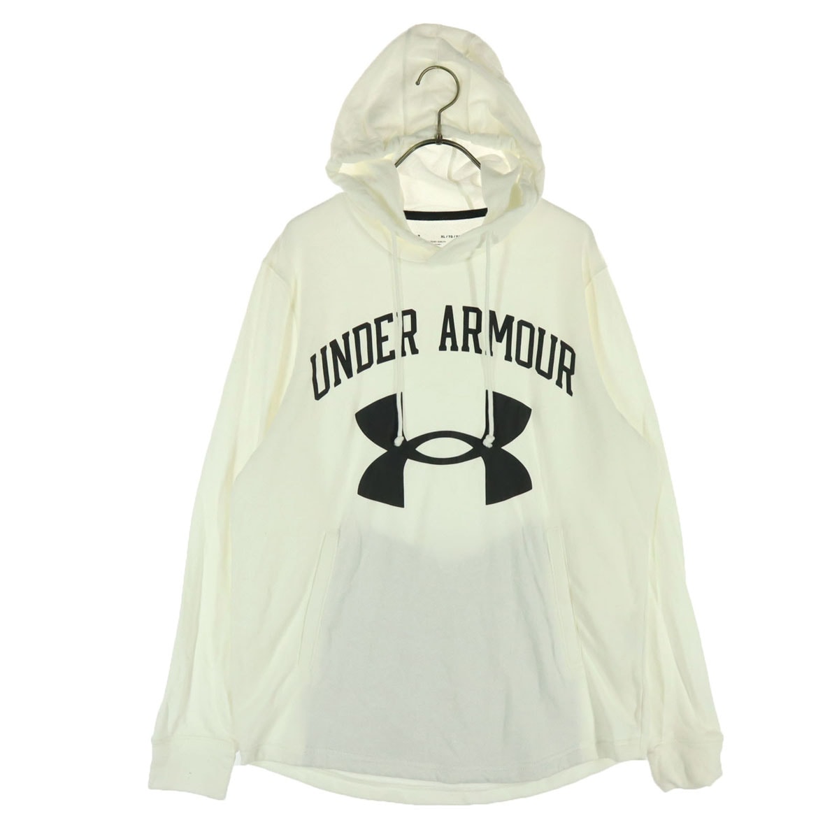 UNDER ARMOUR アンダーアーマー ロゴプリント 長袖 スウェットパーカー XL アイボリー