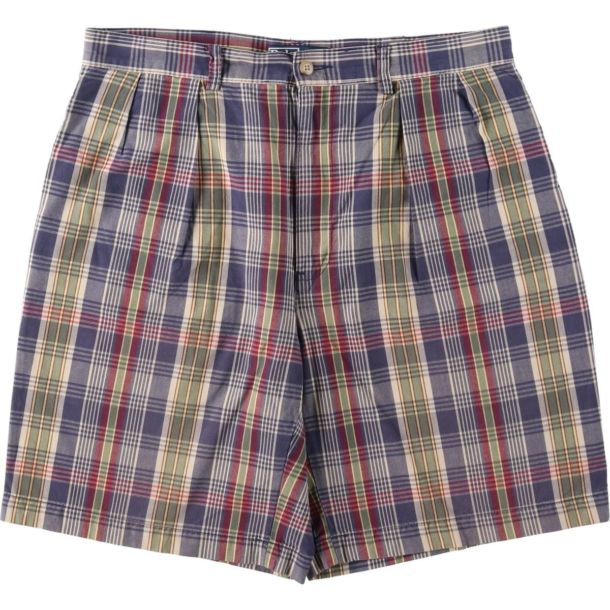 古着 ラルフローレン Ralph Lauren POLO by Ralph Lauren TYLER SHORT チェック柄 ツータック コットンショーツ ショートパンツ メンズw34相当/eaa658690