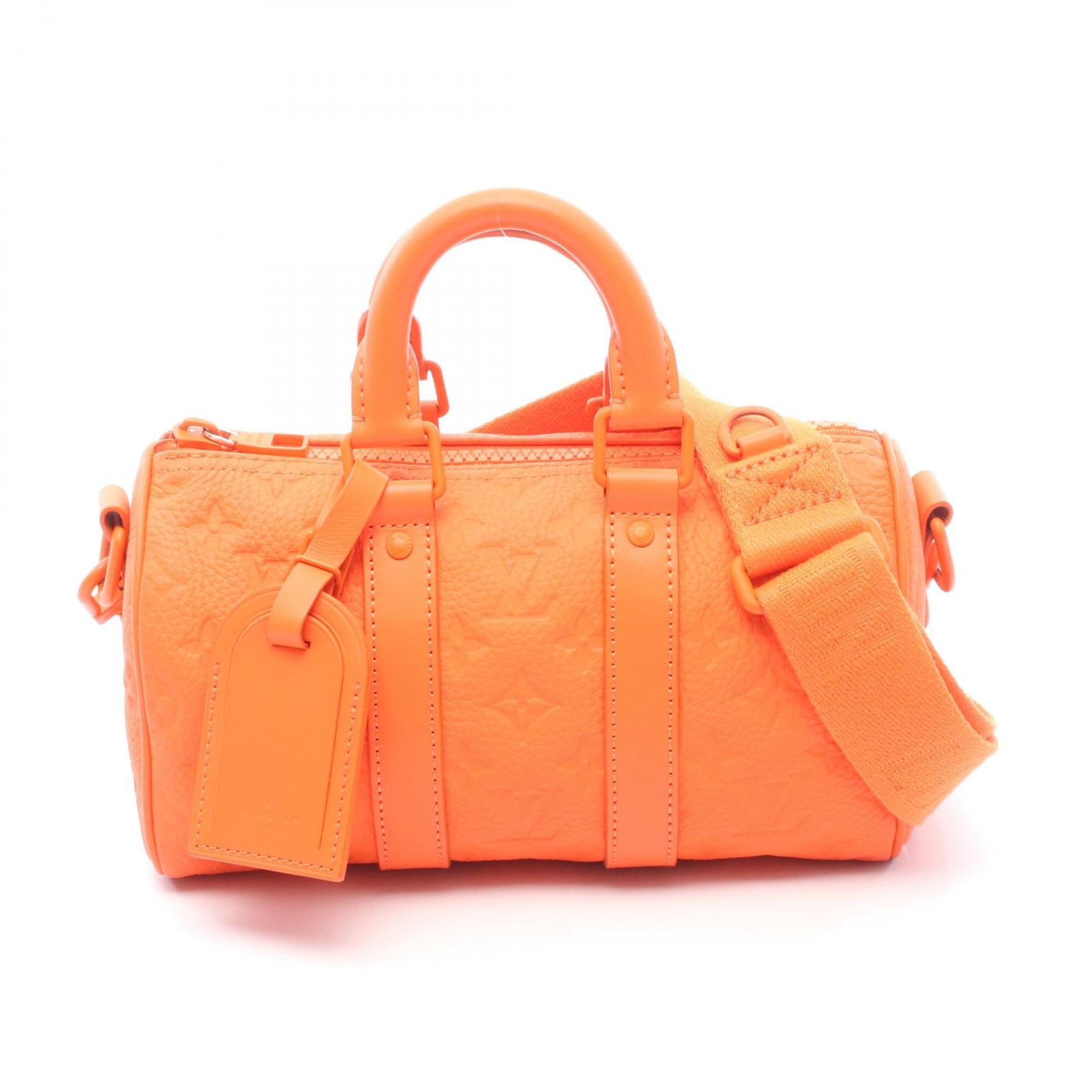 ルイ・ヴィトン LOUIS VUITTON キーポル バンドリエール25 モノグラムアンプラント 2WAY ハンドバッグ バッグ レザー モノグラム・アンプラント オレンジ メンズ オレンジ系 M20930 【中古】