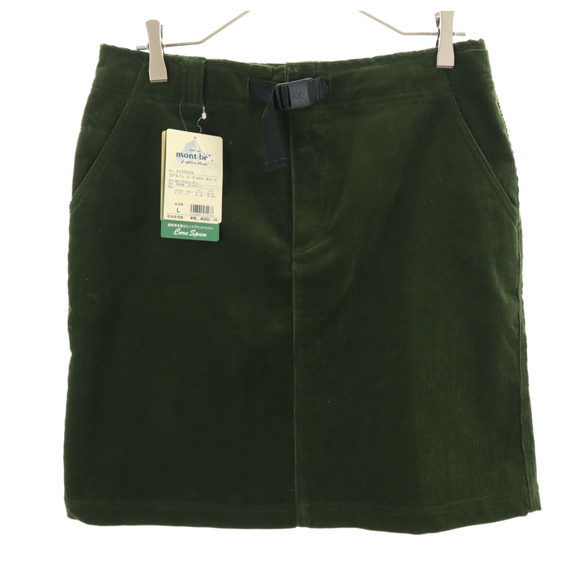 未使用 mont-bell モンベル ミニ丈 コアスパン コーデュロイ スカート L カーキ アウトドア