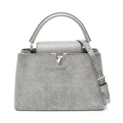 ルイ・ヴィトン LOUIS VUITTON カプシーヌMM 2WAY ハンドバッグ バッグ レザー シルバー レディース シルバー系 【中古】