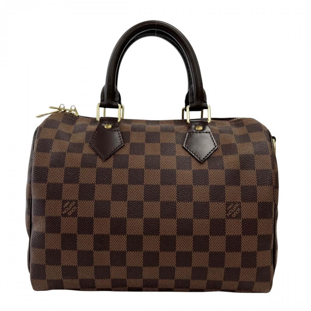 LOUIS VUITTON ルイヴィトン ハンドバッグ ダミエ・エベヌ スピーディ25 チェック柄 N41532 ダミエキャンバス  レザー   ブラウン 茶 ゴールド金具 レディース【中古品】