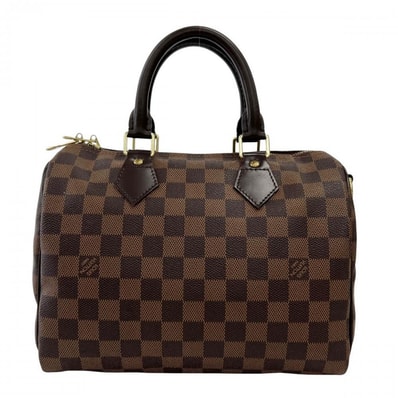 LOUIS VUITTON ルイヴィトン ハンドバッグ ダミエ・エベヌ スピーディ25 チェック柄 N41532 ダミエキャンバス レザー ブラウン 茶 ゴールド金具 レディース【中古品】