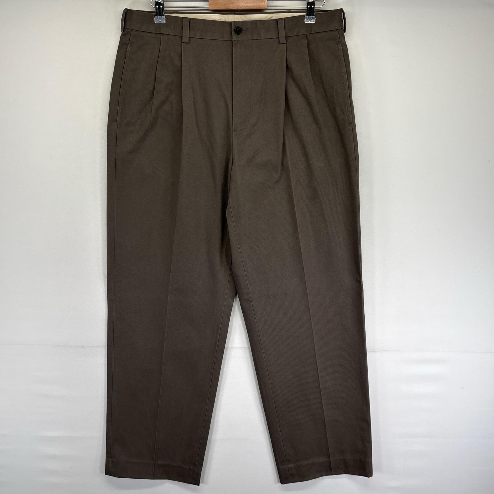 古着 ブルックスブラザーズ Brooks Brothers パンツ ツータック ジップ 大きいサイズ センタープレス w36 L34  グレー系 メンズ