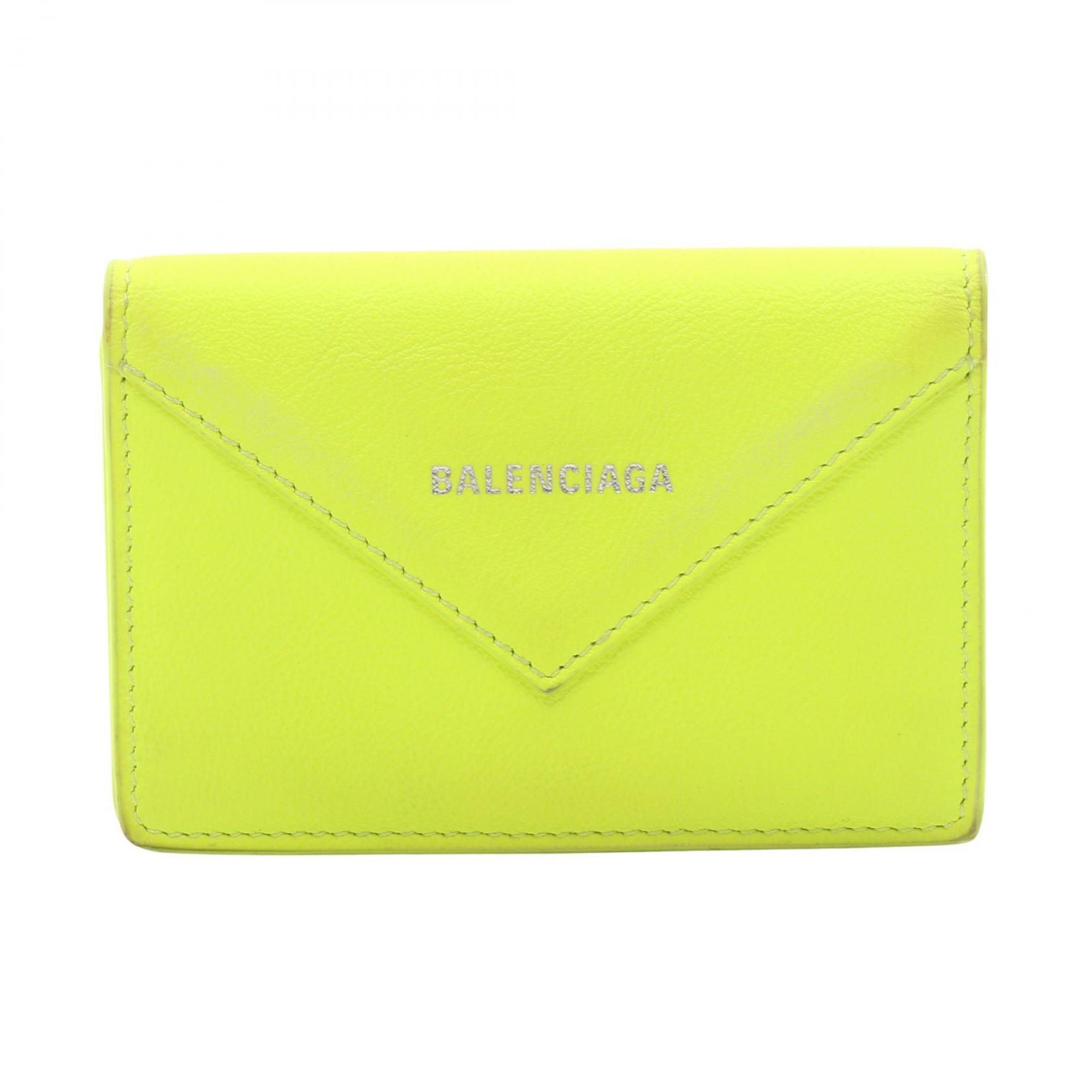 バレンシアガ BALENCIAGA PAPIER ZA THIN CARD カードケース アクセサリー レザー レディース グリーン系 【中古】