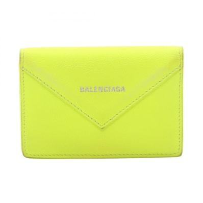 バレンシアガ BALENCIAGA PAPIER ZA THIN CARD カードケース アクセサリー レザー レディース グリーン系 【中古】