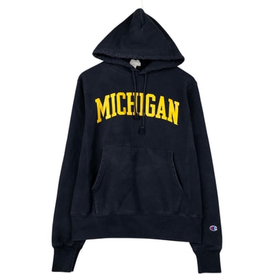 古着 チャンピオン Champion REVERSE WEAVE リバースウィーブ MICHIGAN ミシガン大学 カレッジ スウェットプルオーバーパーカー メンズS相当/eaa645446