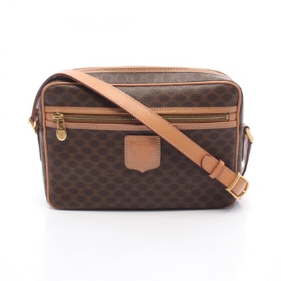 セリーヌ CELINE マカダム ショルダーバッグ バッグ PVCコーティングキャンバス レザー レディース ブラウン系 【中古】