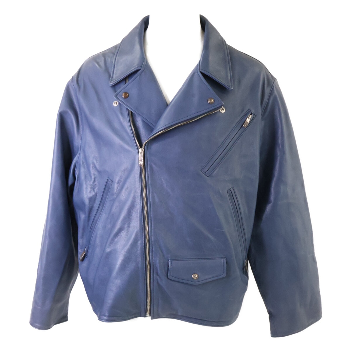 ポータークラシック PC-017-1962 RIDERS JACKET W/LOVE&PEACE SILVER カウレザー ダブルライダースジャケット XXL