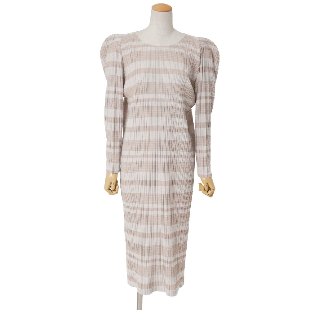 ■美品■2024SS■PLEATS PLEASE ISSEY MIYAKE プリーツプリーズ イッセイミヤケ ワンピース サイズ3 プリーツ 長袖 ロングワンピース ブランド古着【中古】20260331/RA8795