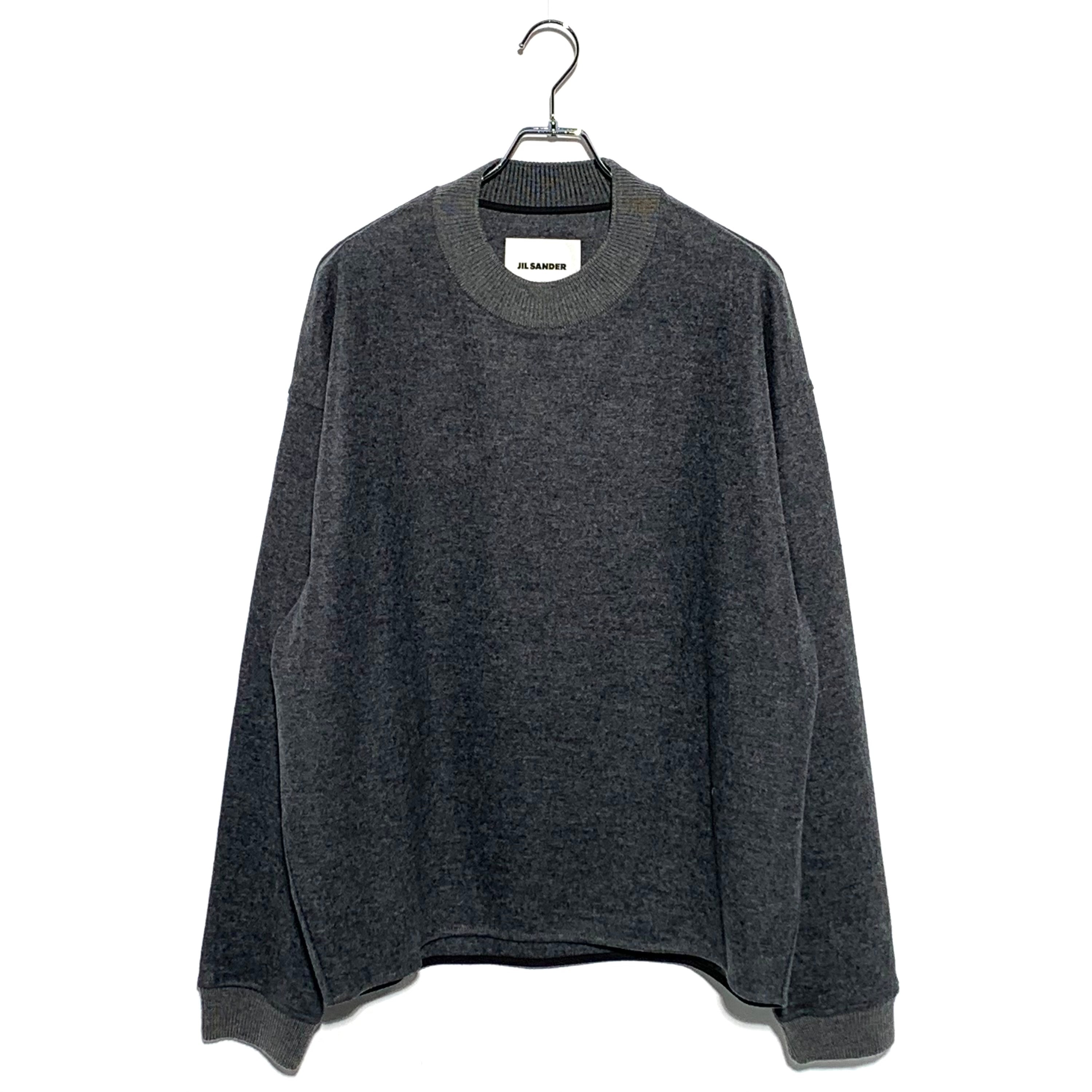 Jil Sander Wool Melton Crew-Neck Sweatshirt "Ash Grey"