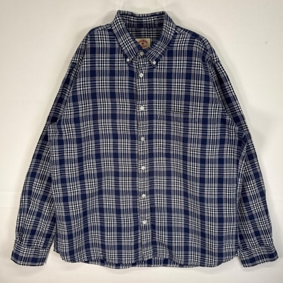 古着 ブルックスブラザーズ Brooks Brothers 長袖シャツ リネン 胸ポケ RED FLEECE XL ネイビー系 チェック メンズ
