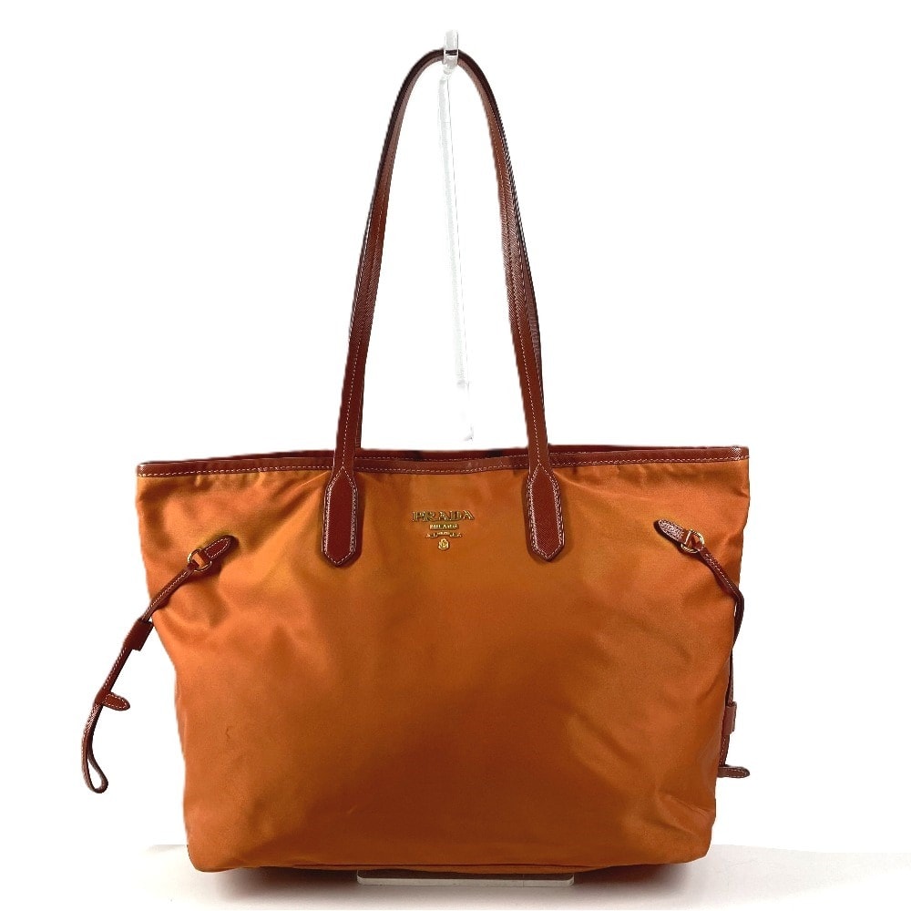 プラダ PRADA トライアングルロゴ 三角ロゴ プレート BR4001 カバン トートバッグ 肩掛け ショルダーバッグ レザー/ナイロン オレンジ