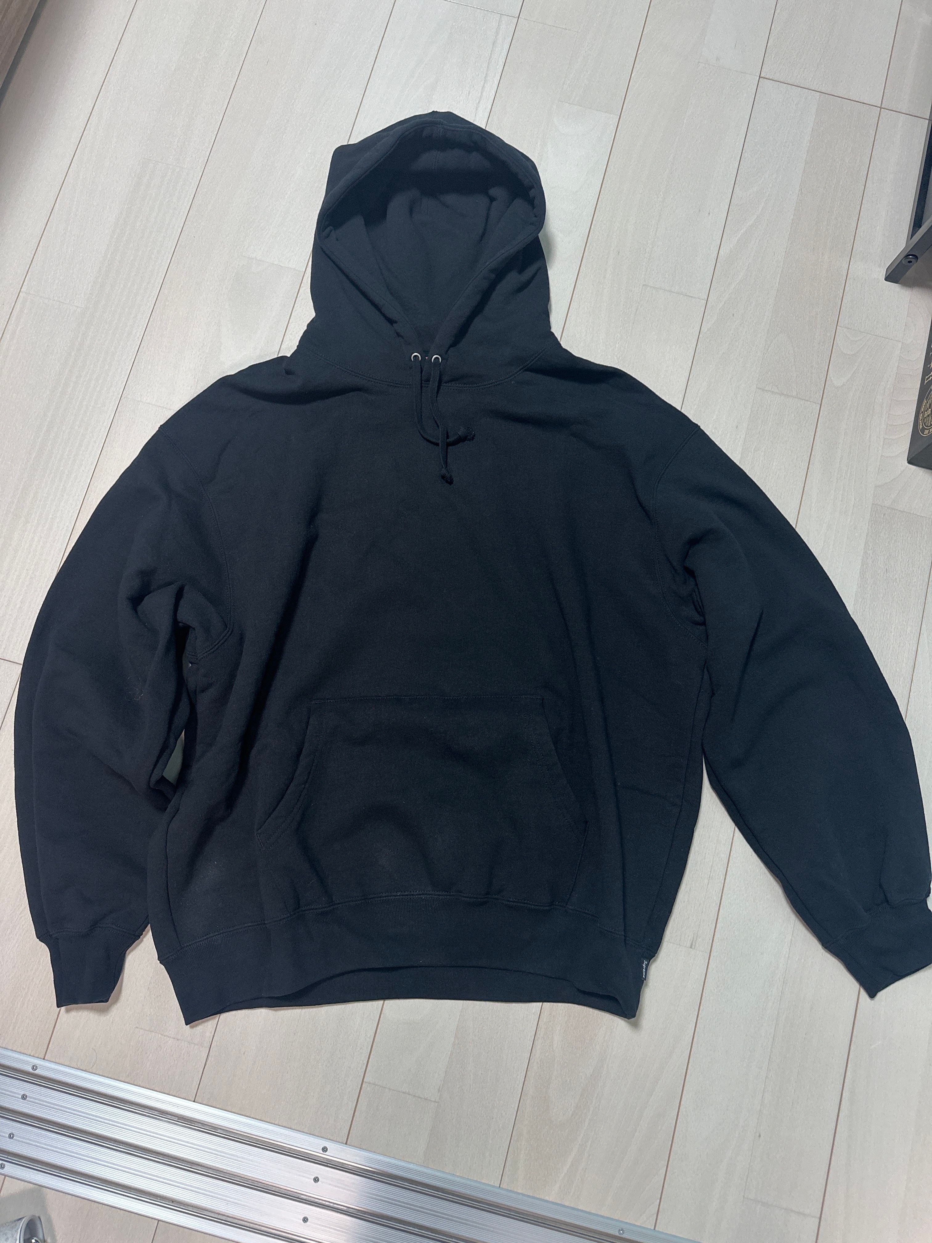 Supreme Satin Applique Hooded Sweatshirt "Black"