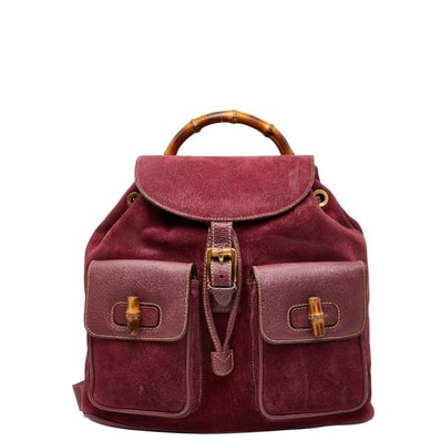グッチ バンブー リュック バックパック 003 2058 0016 パープル系 スウェード レディース GUCCI 【中古】