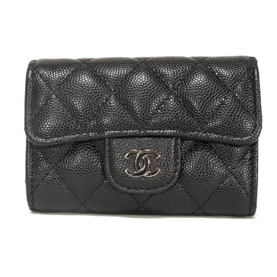 CHANEL シャネル クラシック フラップ キーホルダー キルティング スナップボタン 4連 ココマーク CCマーク グレイン カーフ キーリング シルバー 31番台 マトラッセ キャビアスキン ブラック キーケース AP0222