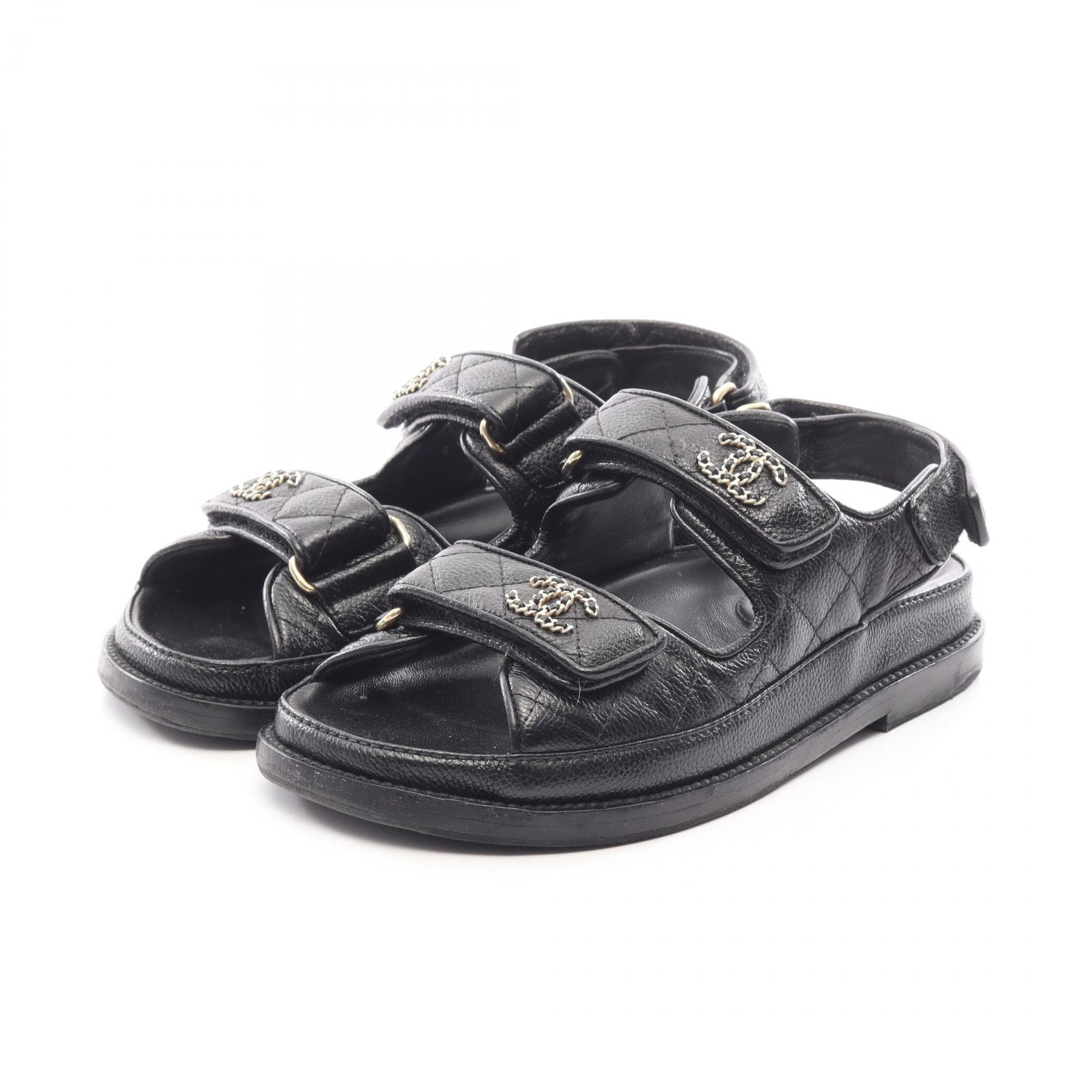 シャネル CHANEL ココマーク マトラッセ サンダル 靴 レザー レディース ブラック系 G35927 【中古】