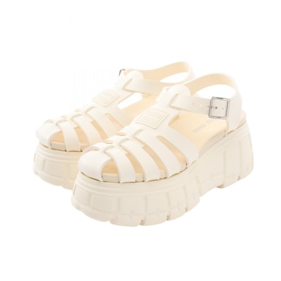 ミュウ ミュウ Miu Miu フラットフォーム 厚底 ケージ サンダル 靴 EVA レディース アイボリー系 5X140E 【中古】