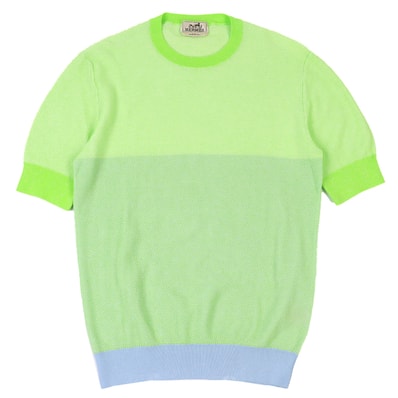 極美品 エルメス 半袖ニット ライトグリーン メンズ XS