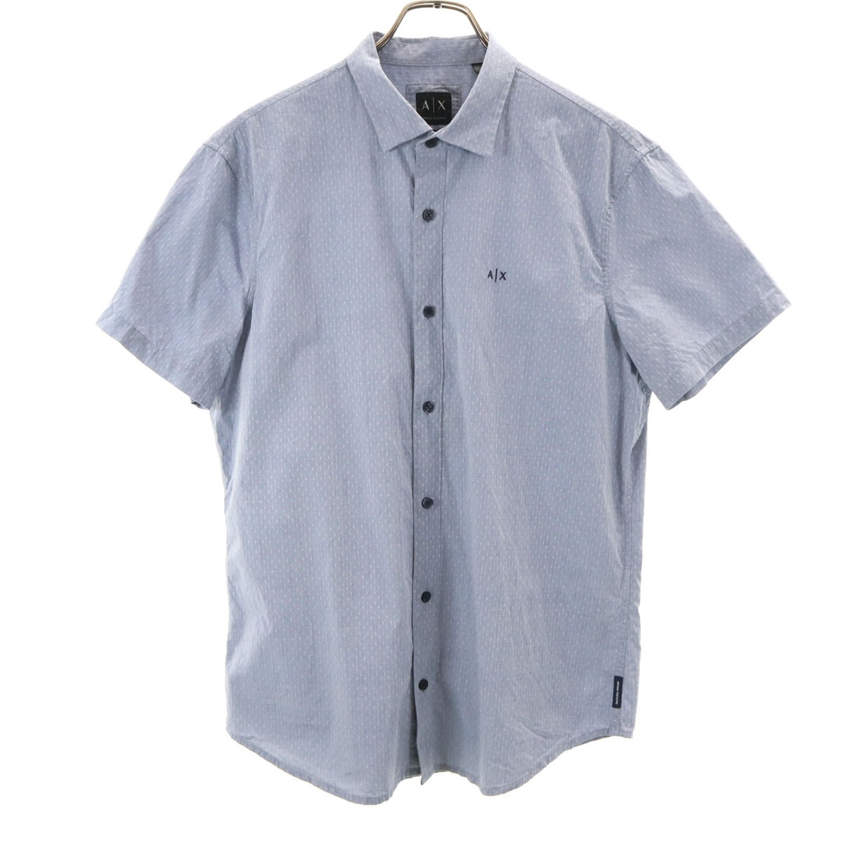 ARMANI EXCHANGE アルマーニエクスチェンジ 総柄 半袖 コットンシャツ L チャコールグレー