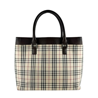 バーバリー BURBERRY ハンドバッグ ナイロンキャンバス/レザー ベージュ/ブラウン ユニセックス【中古】 z10247